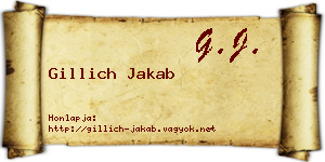 Gillich Jakab névjegykártya